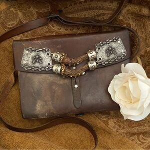 VINTAGE Leather Swiss Army Bag, Leather Strap Handle - F. Dolder Bernmunster